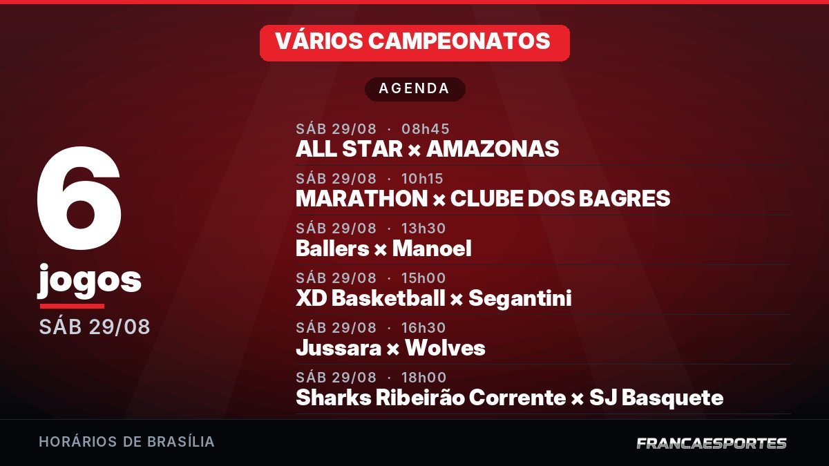 Capa da agenda com 6 jogos