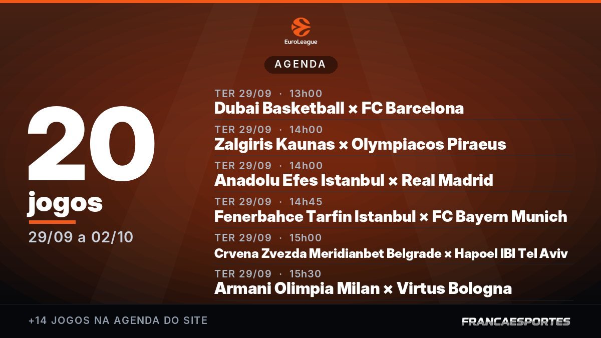Capa da agenda com 20 jogos
